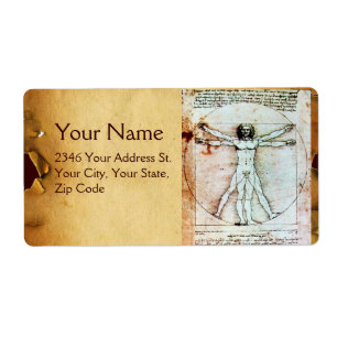 VITRUVIAN MAN, Antique Brown Parchment Fraktsedel