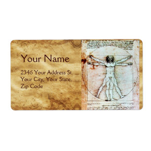 VITRUVIAN MAN, Antique Brown Parchment Fraktsedel
