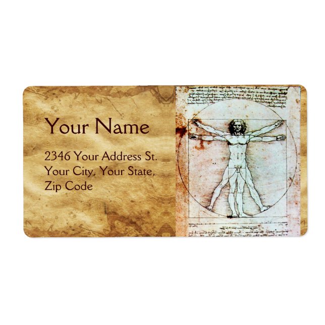 VITRUVIAN MAN, Antique Brown Parchment Fraktsedel (Framsidan)