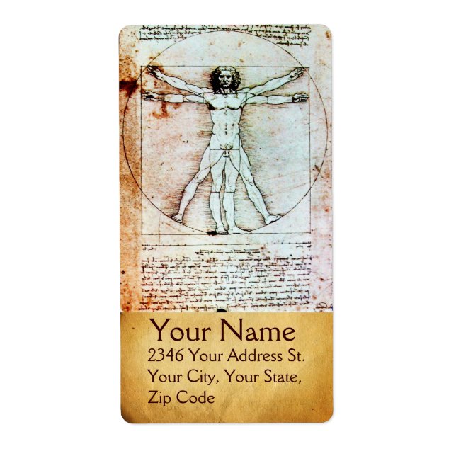VITRUVIAN MAN, Antique Brown Parchment Fraktsedel (Framsidan)