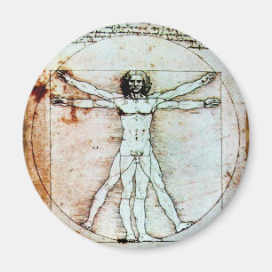 VITRUVIAN MAN, Antique Brown Parchment Magnet