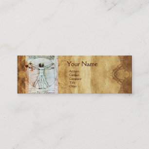 VITRUVIAN MAN, Antique Brown Parchment Mini Visitkort