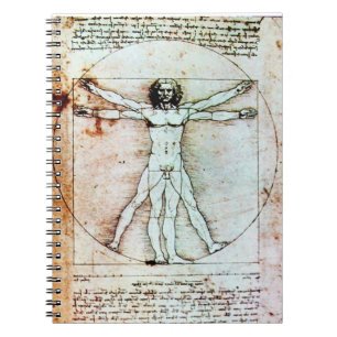 VITRUVIAN MAN Antique Parchment Anteckningsbok Med Spiral