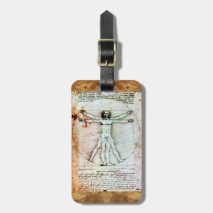 VITRUVIAN MAN Antique Parchment Bagagebricka