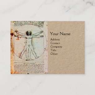 VITRUVIAN MAN Antique Parchment Craft Visitkort