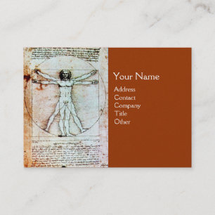 VITRUVIAN MAN,Antique Parchment guld metallic Visitkort