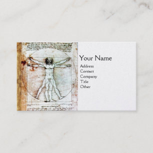 VITRUVIAN MAN,Antique Parchment guld metallic Visitkort