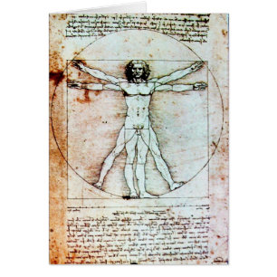 VITRUVIAN MAN Antique Parchment Hälsningskort