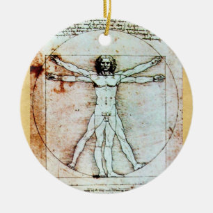 VITRUVIAN MAN Antique Parchment Julgransprydnad Keramik