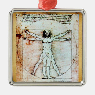 VITRUVIAN MAN Antique Parchment Julgransprydnad Metall