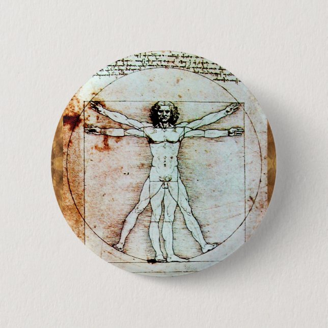 VITRUVIAN MAN Antique Parchment Knapp (Framsida)