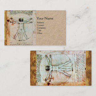 VITRUVIAN MAN Antique Parchment Kraft Visitkort
