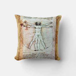 VITRUVIAN MAN Antique Parchment Kudde