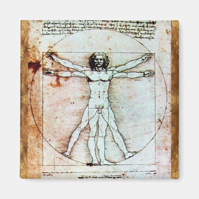 VITRUVIAN MAN Antique Parchment Magnet (Framsidan)
