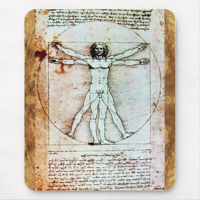 VITRUVIAN MAN Antique Parchment Musmatta (Framsidan)