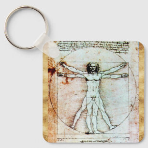 VITRUVIAN MAN Antique Parchment Nyckelring