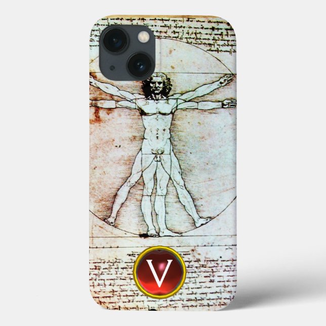 VITRUVIAN MAN Antique Parchment Red Ruby Monogram (Baksida)