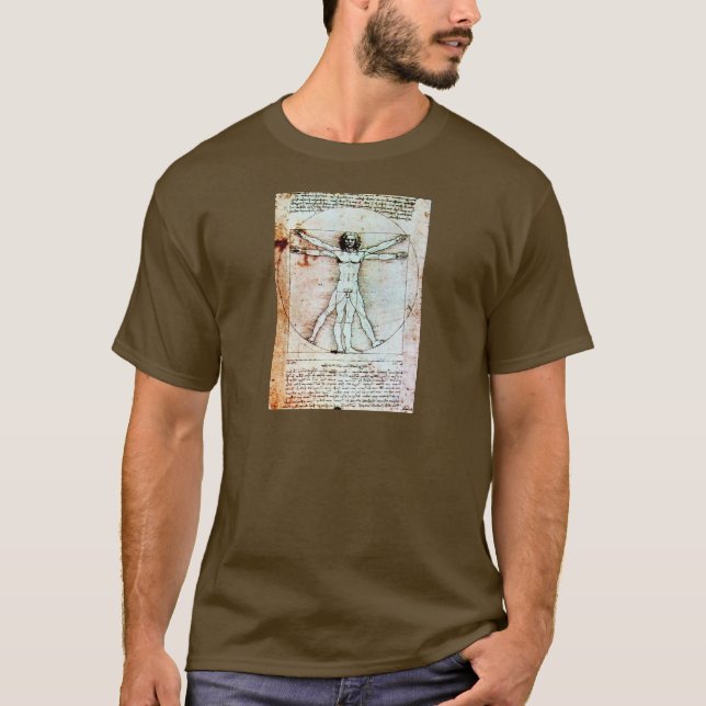 VITRUVIAN MAN Antique Parchment T Shirt (Framsida)
