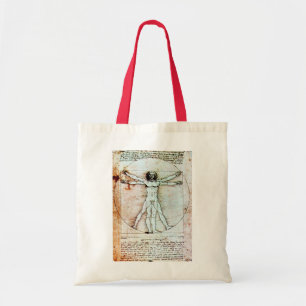 VITRUVIAN MAN Antique Parchment Tygkasse