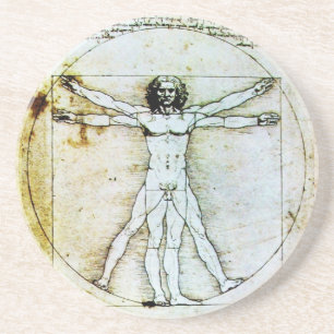 VITRUVIAN MAN Antique Parchment Underlägg Sandsten
