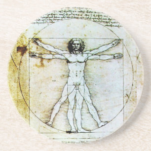 VITRUVIAN MAN Antique Parchment Underlägg Sandsten