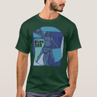 Vitruvian Man as Blues Man playing Electrified Gui T Shirt