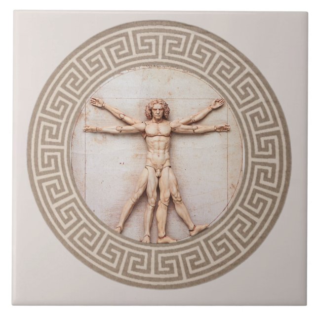 Vitruvian Man av Da Vinci Neutral Arkitektonisk Kakelplatta (Framsidan)