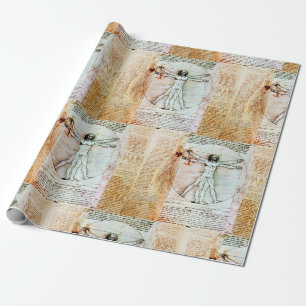 VITRUVIAN MAN AV Leonardo Antique Parchment Presentpapper