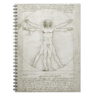 Vitruvian Man av Leonardo da Vinci Anteckningsbok Med Spiral