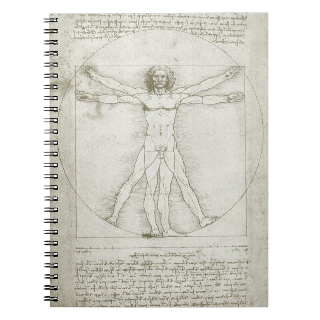 Vitruvian Man av Leonardo da Vinci Anteckningsbok Med Spiral (Framsidan)