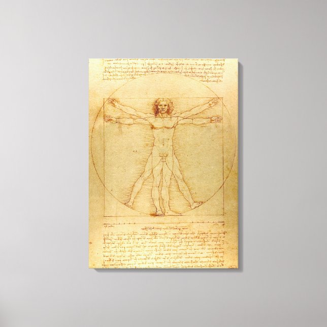 Vitruvian Man av Leonardo Da Vinci Canvastryck (Framsida)