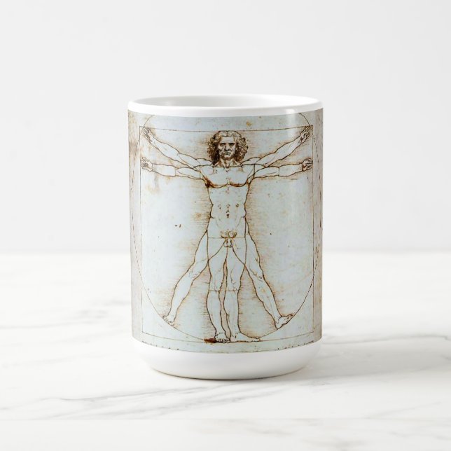 Vitruvian Man av Leonardo da Vinci Coffee Mugg (Center)