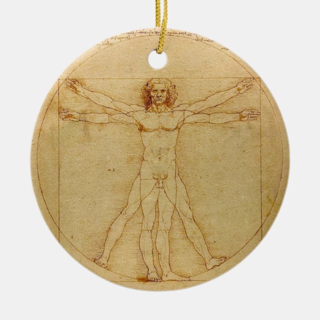 Vitruvian man av Leonardo Da Vinci Julgransprydnad Keramik (Framsidan)