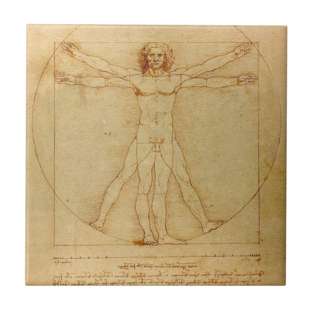 Vitruvian Man av Leonardo Da Vinci Kakelplatta (Framsidan)