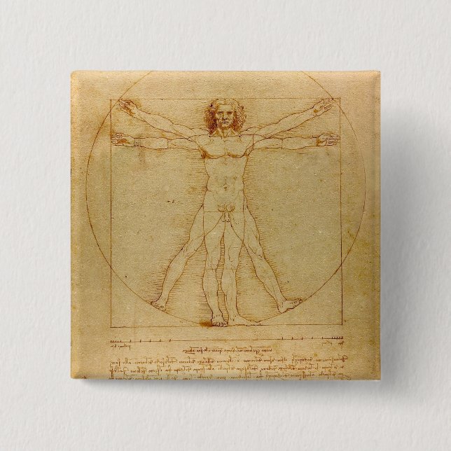 Vitruvian Man av Leonardo Da Vinci Knapp (Framsida)
