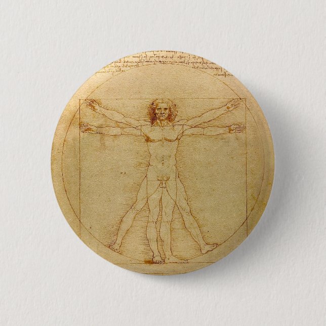 Vitruvian man av Leonardo Da Vinci Knapp (Framsida)
