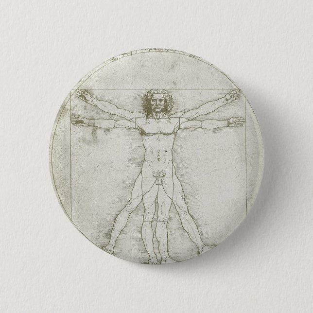 Vitruvian Man av Leonardo da Vinci Knapp (Framsida)