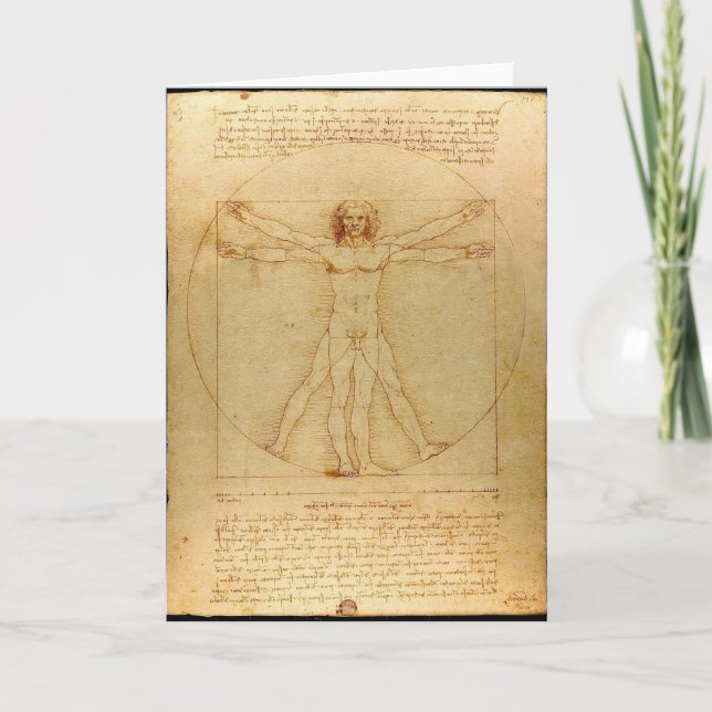 Vitruvian Man av Leonardo da Vinci Kort (Framsida)