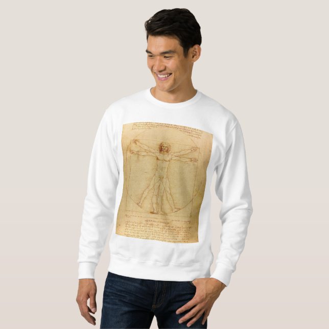 Vitruvian Man av Leonardo Da Vinci Lång Ärmad Tröja (Hel framsida)