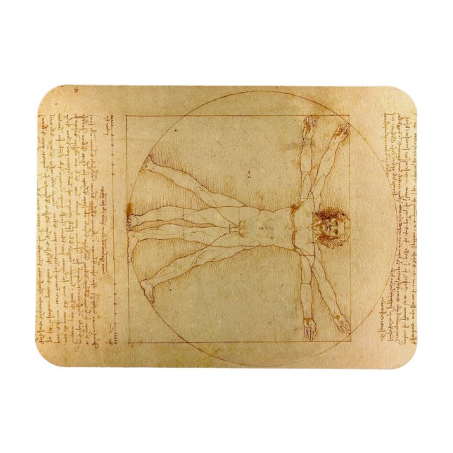Vitruvian Man av Leonardo Da Vinci Magnet (Horisontell)