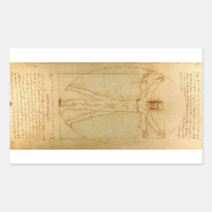 Vitruvian Man av Leonardo Da Vinci Rektangulärt Klistermärke