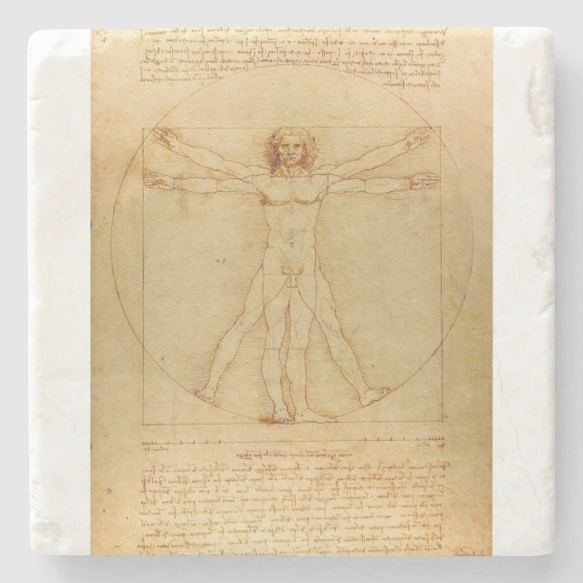 Vitruvian Man av Leonardo da Vinci Stenunderlägg (Framsidan)