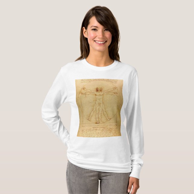 Vitruvian Man av Leonardo Da Vinci T Shirt (Hel framsida)