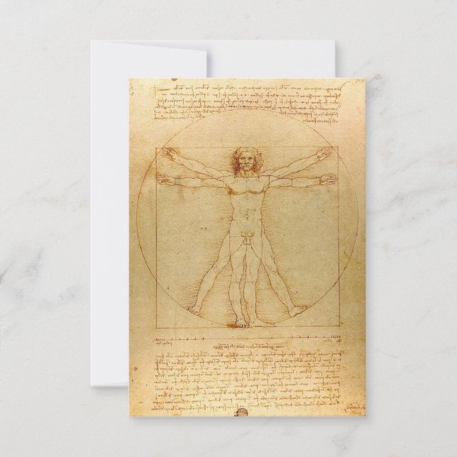 Vitruvian Man av Leonardo da Vinci Tack Kort (Framsida)