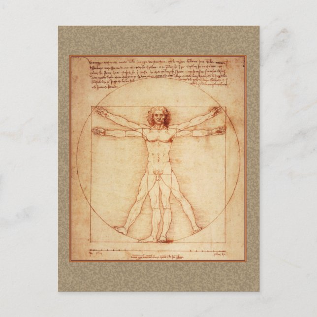 Vitruvian Man av Leonardo da Vinci Vykort (Framsida)