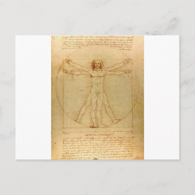 Vitruvian Man av Leonardo da Vinci Vykort (Framsida)
