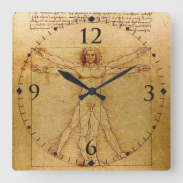 Vitruvian Man by Leonardo Da Vinci Fyrkantig Klocka