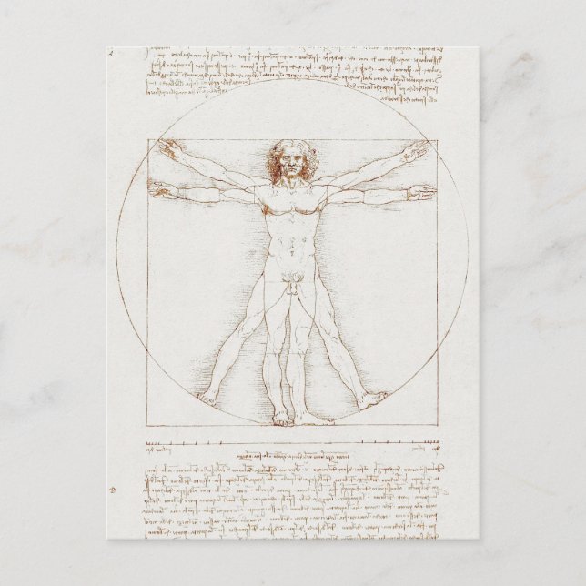 Vitruvian Man Da Vinci Vykort (Framsida)
