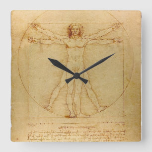 Vitruvian man fyrkantig klocka