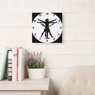 Vitruvian Man Fyrkantig Klocka